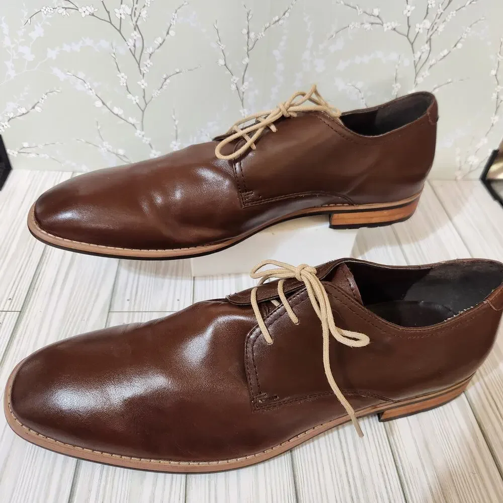 Steve Madden P-Ender Brown Leather Upper Oxford‎ Dress Shoes Men's 13